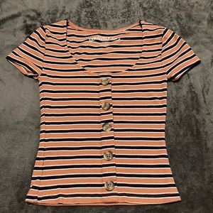 Aeropostale Seriously Soft Striped Baby T Top with Bottons